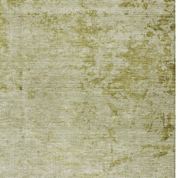 HomeRoots 5' Artichoke Green and Ivory Abstract Washable Area Rug for Indoor and Outdoor High-Traffic Use 8' X 10' 625220