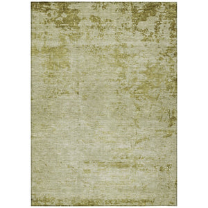 HomeRoots 5' Artichoke Green and Ivory Abstract Washable Area Rug for Indoor and Outdoor High-Traffic Use 9' X 12' 625221