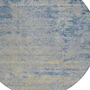 HomeRoots 5' Stylish Navy Blue and Beige Abstract Indoor Outdoor Area Rug for Versatile Home Décor Use 8' Round 625225