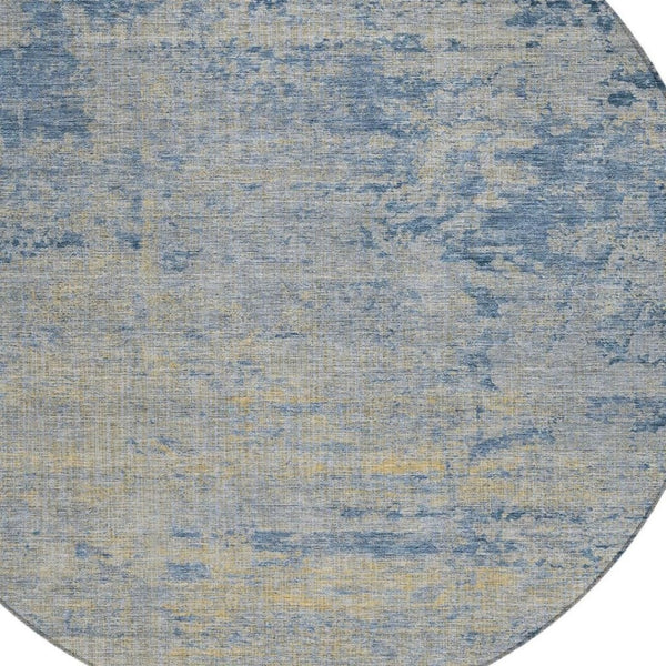 HomeRoots 5' Stylish Navy Blue and Beige Abstract Indoor Outdoor Area Rug for Versatile Home Décor Use 8' Round 625225