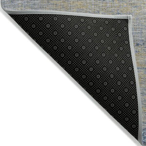 HomeRoots 5' Stylish Navy Blue and Beige Abstract Indoor Outdoor Area Rug for Versatile Home Décor Use 8' Round 625225