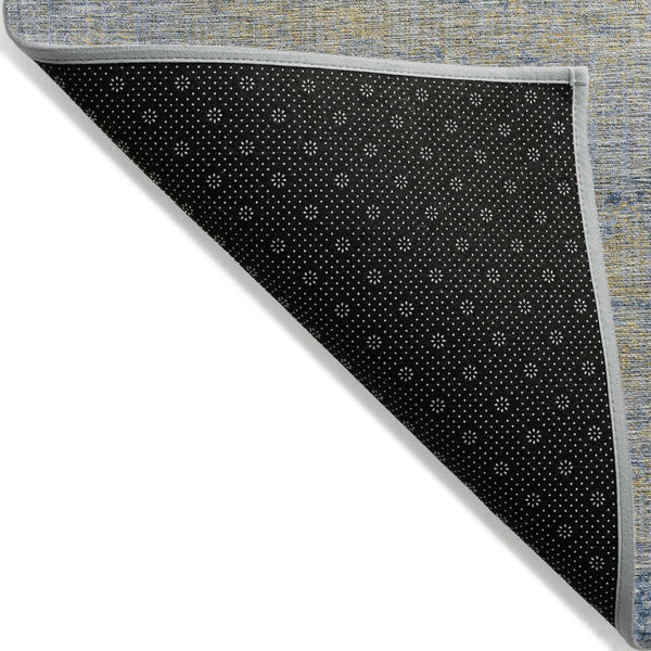 HomeRoots 5' Stylish Navy Blue and Beige Abstract Indoor Outdoor Area Rug for Versatile Home Décor Use 8' Round 625225