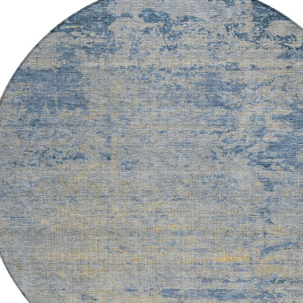 HomeRoots 5' Stylish Navy Blue and Beige Abstract Indoor Outdoor Area Rug for Versatile Home Décor Use 8' Round 625225