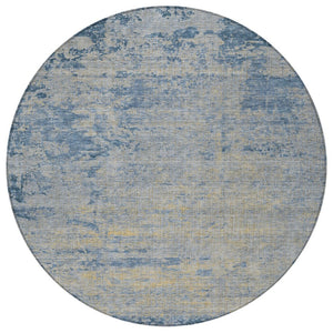 HomeRoots 5' Stylish Navy Blue and Beige Abstract Indoor Outdoor Area Rug for Versatile Home Décor Use 8' Round 625225