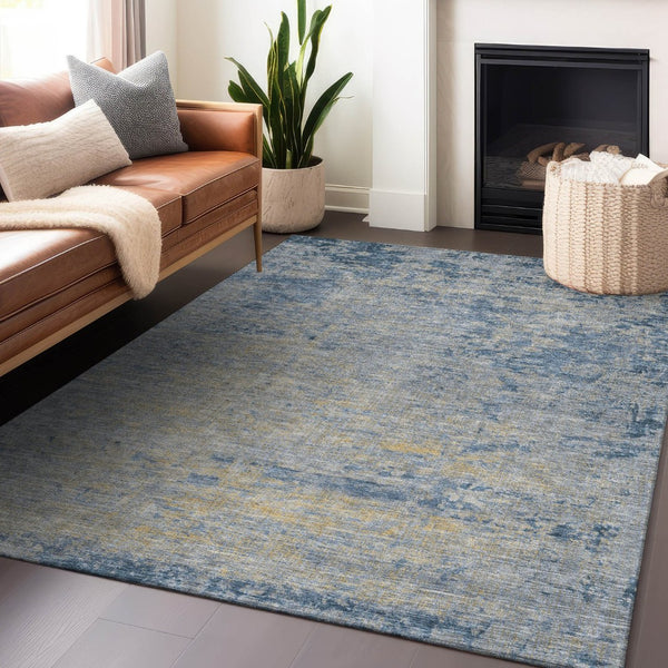HomeRoots 5' Stylish Navy Blue and Beige Abstract Indoor Outdoor Area Rug for Versatile Home Décor Use 8' X 10' 625226