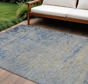 HomeRoots 5' Stylish Navy Blue and Beige Abstract Indoor Outdoor Area Rug for Versatile Home Décor Use 9' X 12' 625227