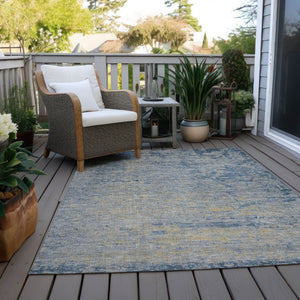 HomeRoots 5' Stylish Navy Blue and Beige Abstract Indoor Outdoor Area Rug for Versatile Home Décor Use 9' X 12' 625227