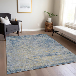 HomeRoots 5' Stylish Navy Blue and Beige Abstract Indoor Outdoor Area Rug for Versatile Home Décor Use 9' X 12' 625227