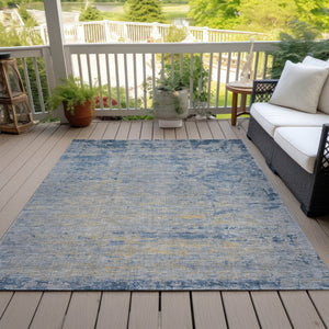 HomeRoots 5' Stylish Navy Blue and Beige Abstract Indoor Outdoor Area Rug for Versatile Home Décor Use 9' X 12' 625227