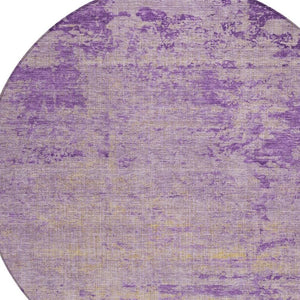 HomeRoots 5' Purple and Beige Abstract Area Rug - Durable, Washable Design for Indoor and Outdoor Spaces 8' Round 625231