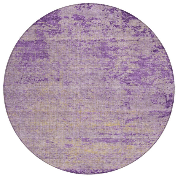 HomeRoots 5' Purple and Beige Abstract Area Rug - Durable, Washable Design for Indoor and Outdoor Spaces 8' Round 625231