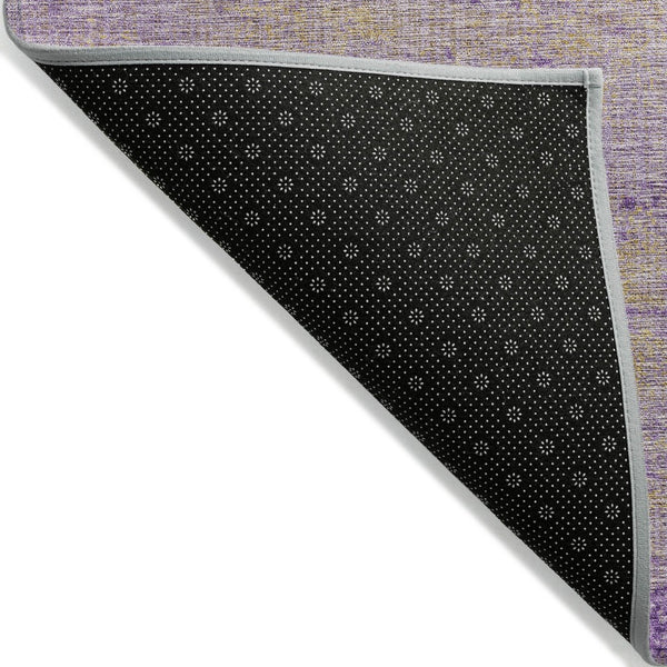 HomeRoots 5' Purple and Beige Abstract Area Rug - Durable, Washable Design for Indoor and Outdoor Spaces 8' Round 625231