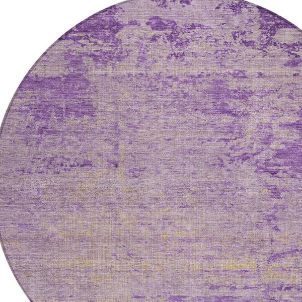 HomeRoots 5' Purple and Beige Abstract Area Rug - Durable, Washable Design for Indoor and Outdoor Spaces 8' Round 625231