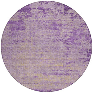 HomeRoots 5' Purple and Beige Abstract Area Rug - Durable, Washable Design for Indoor and Outdoor Spaces 8' Round 625231