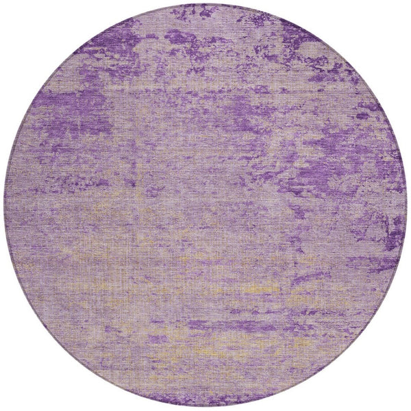 HomeRoots 5' Purple and Beige Abstract Area Rug - Durable, Washable Design for Indoor and Outdoor Spaces 8' Round 625231