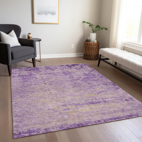 HomeRoots 5' Purple and Beige Abstract Area Rug - Durable, Washable Design for Indoor and Outdoor Spaces 8' X 10' 625232