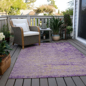 HomeRoots 5' Purple and Beige Abstract Area Rug - Durable, Washable Design for Indoor and Outdoor Spaces 9' X 12' 625233