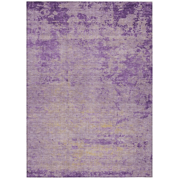 HomeRoots 5' Purple and Beige Abstract Area Rug - Durable, Washable Design for Indoor and Outdoor Spaces 9' X 12' 625233