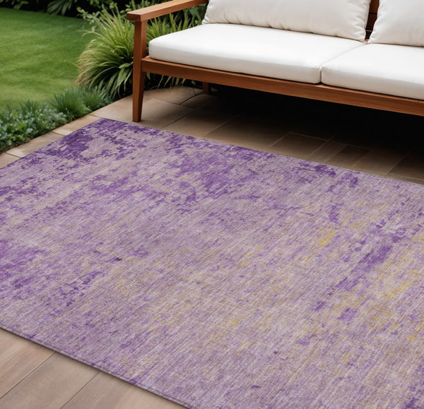 HomeRoots 5' Purple and Beige Abstract Area Rug - Durable, Washable Design for Indoor and Outdoor Spaces 10' X 14' 625234