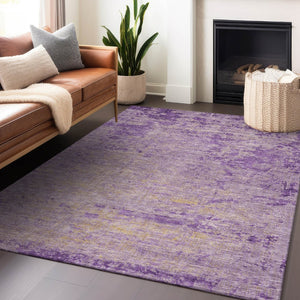 HomeRoots 5' Purple and Beige Abstract Area Rug - Durable, Washable Design for Indoor and Outdoor Spaces 10' X 14' 625234
