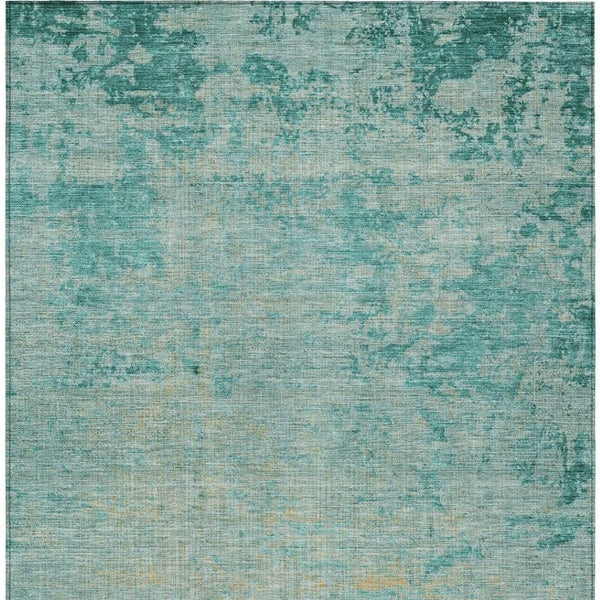 HomeRoots 5' Teal Blue and Wheat Abstract Area Rug - Stylish, Washable, Durable for Indoor and Outdoor Use 5' X 8' 625236