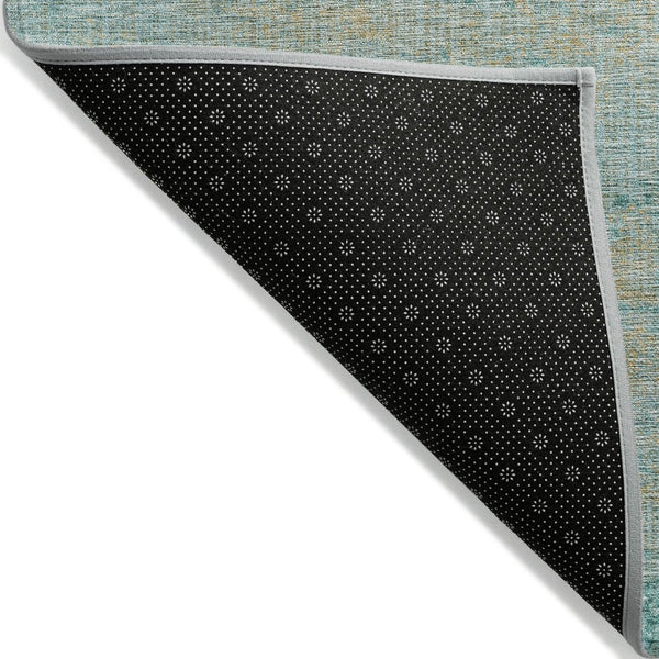 HomeRoots 5' Teal Blue and Wheat Abstract Area Rug - Stylish, Washable, Durable for Indoor and Outdoor Use 8' Round 625237