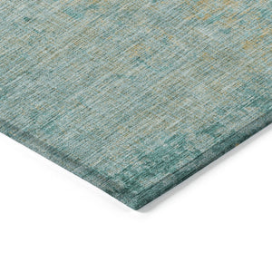 HomeRoots 5' Teal Blue and Wheat Abstract Area Rug - Stylish, Washable, Durable for Indoor and Outdoor Use 8' Round 625237
