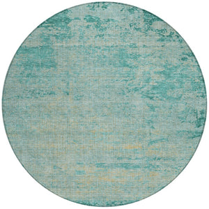 HomeRoots 5' Teal Blue and Wheat Abstract Area Rug - Stylish, Washable, Durable for Indoor and Outdoor Use 8' Round 625237