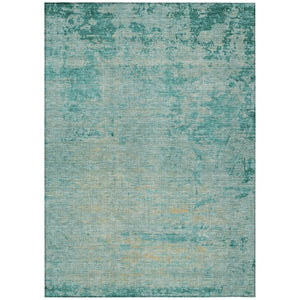 HomeRoots 5' Teal Blue and Wheat Abstract Area Rug - Stylish, Washable, Durable for Indoor and Outdoor Use 9' X 12' 625239