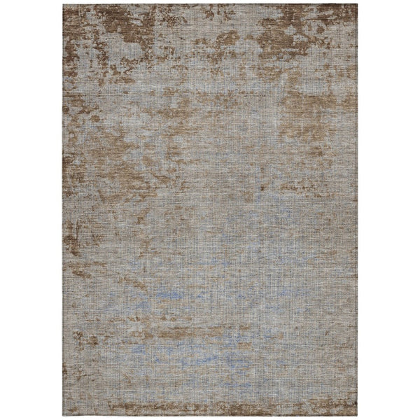 HomeRoots 5' Abstract Taupe and Denim Blue Washable Area Rug for Indoor and Outdoor Spaces – Durable Style 5' X 8' 625242