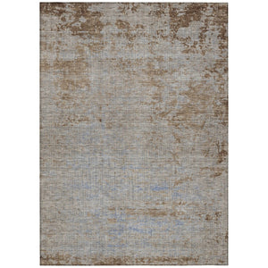 HomeRoots 5' Abstract Taupe and Denim Blue Washable Area Rug for Indoor and Outdoor Spaces – Durable Style 5' X 8' 625242