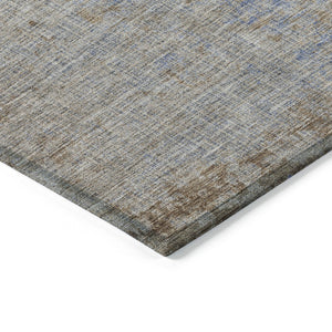 HomeRoots 5' Abstract Taupe and Denim Blue Washable Area Rug for Indoor and Outdoor Spaces – Durable Style 8' Round 625243