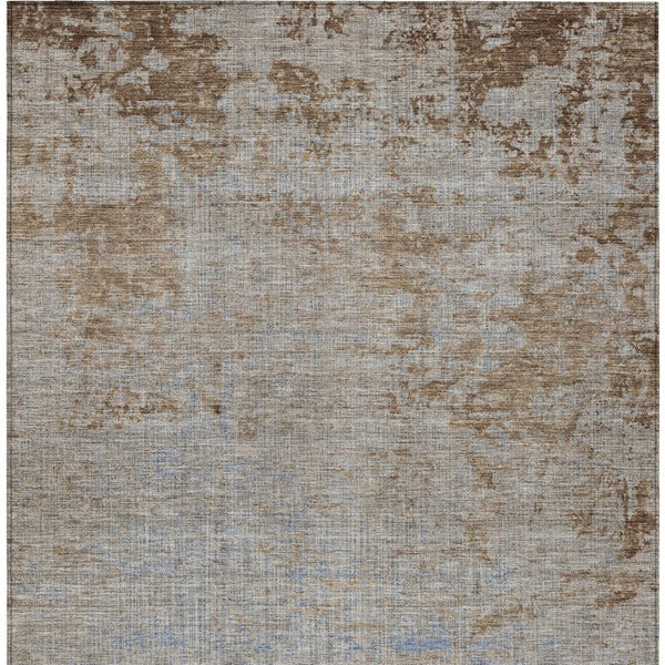 HomeRoots 5' Abstract Taupe and Denim Blue Washable Area Rug for Indoor and Outdoor Spaces – Durable Style 8' X 10' 625244