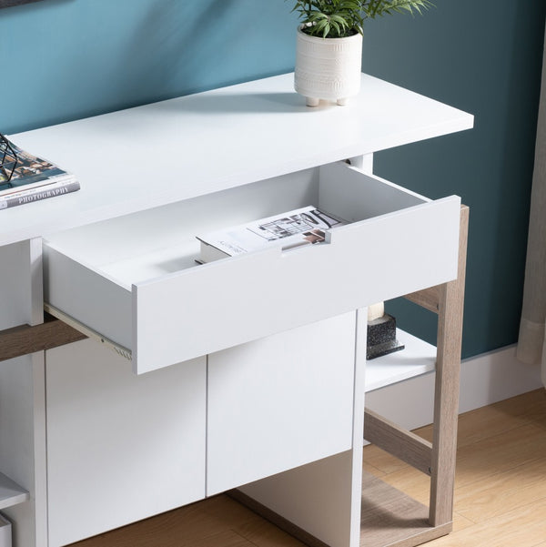 HomeRoots 47" White Sideboard - Modern Storage Solution with Minimalist Design for Living Room & Dining Room Use 625249