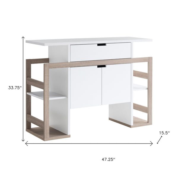 HomeRoots 47" White Sideboard - Modern Storage Solution with Minimalist Design for Living Room & Dining Room Use 625249