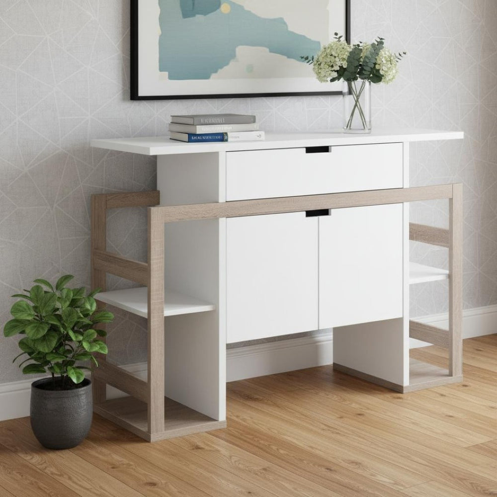 HomeRoots 47" White Sideboard - Modern Storage Solution with Minimalist Design for Living Room & Dining Room Use 625249