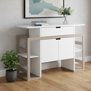 HomeRoots 47" White Sideboard - Modern Storage Solution with Minimalist Design for Living Room & Dining Room Use 625249