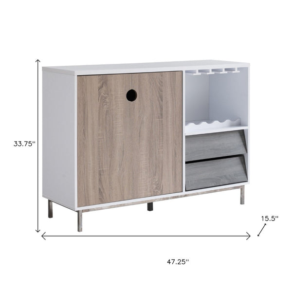 HomeRoots 47" White Multifunctional Sideboard - Sleek Two-Door Cabinet with Drawers & Wine Rack for Storage 625251