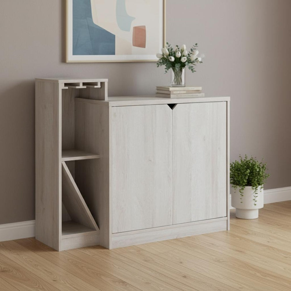 HomeRoots 41" Cream Sideboard with Elegant Storage, Wine Racks & Contemporary Design for Modern Spaces 625252