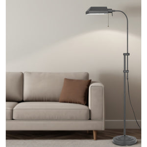 HomeRoots 57" Gray Metal Adjustable Floor Lamp for Modern Reading Nook - Dimmable Light & Stylish Design 625256
