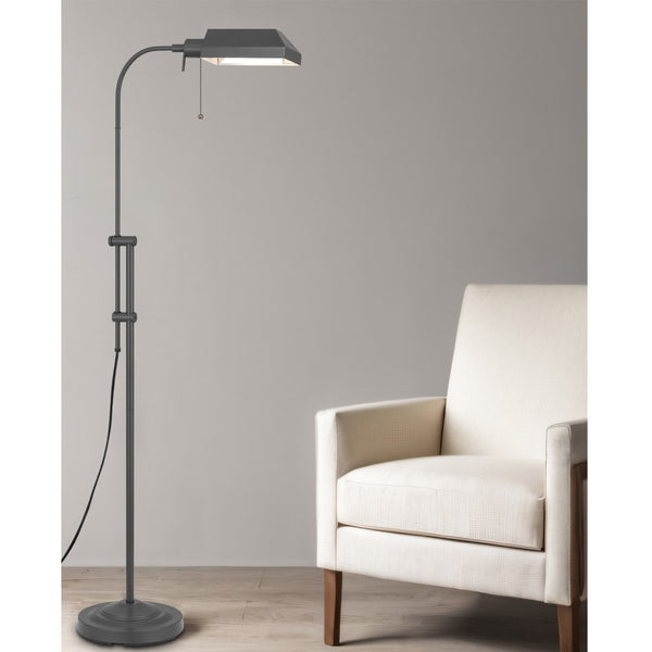 HomeRoots 57" Gray Metal Adjustable Floor Lamp for Modern Reading Nook - Dimmable Light & Stylish Design 625256