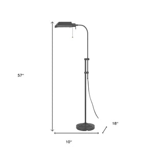 HomeRoots 57" Gray Metal Adjustable Floor Lamp for Modern Reading Nook - Dimmable Light & Stylish Design 625256