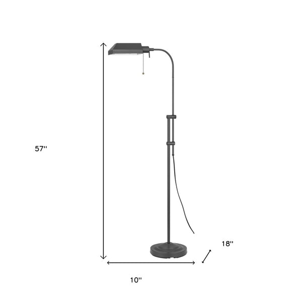 HomeRoots 57" Gray Metal Adjustable Floor Lamp for Modern Reading Nook - Dimmable Light & Stylish Design 625256