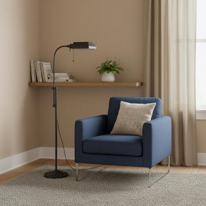 HomeRoots 57" Gray Metal Adjustable Floor Lamp for Modern Reading Nook - Dimmable Light & Stylish Design 625256