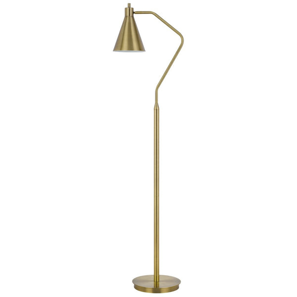 HomeRoots 63" Antiqued Brass Floor Lamp - Elegant Cone Shade, Dimmable Task Lighting for Living Room & Study 625257