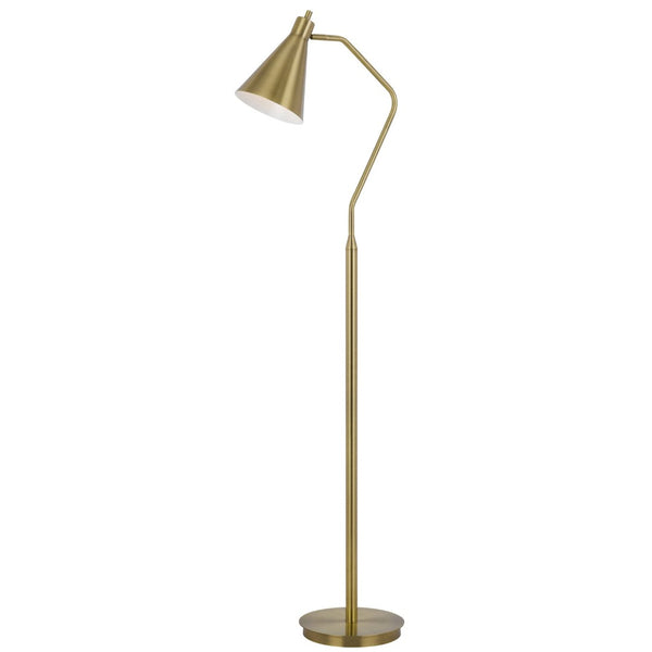 HomeRoots 63" Antiqued Brass Floor Lamp - Elegant Cone Shade, Dimmable Task Lighting for Living Room & Study 625257