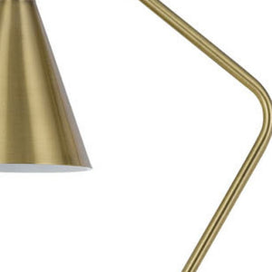 HomeRoots 63" Antiqued Brass Floor Lamp - Elegant Cone Shade, Dimmable Task Lighting for Living Room & Study 625257