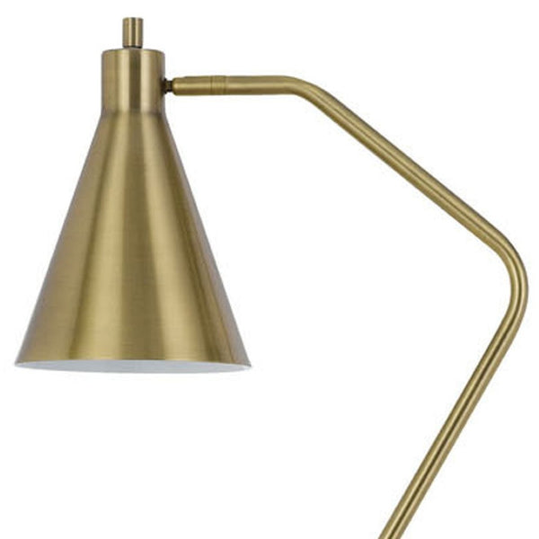 HomeRoots 63" Antiqued Brass Floor Lamp - Elegant Cone Shade, Dimmable Task Lighting for Living Room & Study 625257
