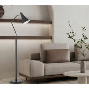 HomeRoots 63" Gray Metal Floor Lamp - Sleek Cone Shade for Focused Lighting in Modern Reading Spaces 625258