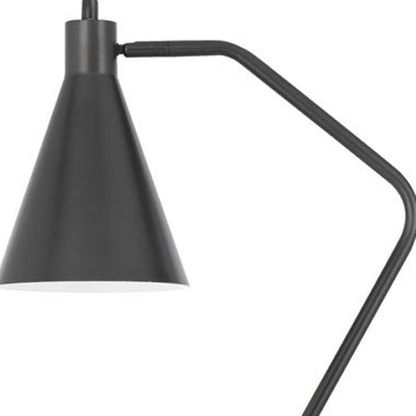 HomeRoots 63" Gray Metal Floor Lamp - Sleek Cone Shade for Focused Lighting in Modern Reading Spaces 625258
